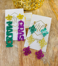 New Acrylic Mardi Gras Earrings