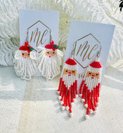 Fringe Beaded Santa Claus Christmas Earrings