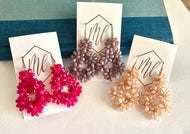 Medium Beaded Flower Teardrop Earrings