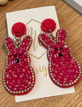 Pink Beaded Bunny Easter Earrings