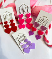 New Acrylic Heart Valentine Ascending Earrings