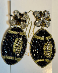New Jeweled Football Seed Beaded Earrings
