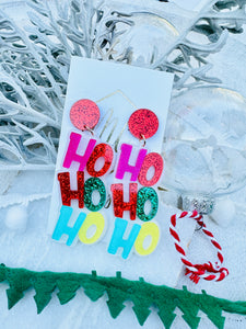 Fun Glitter Christmas HoHo Earrings