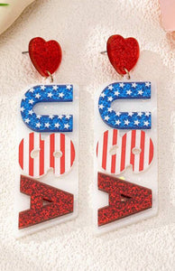 Acrylic Tiered USA Earrings