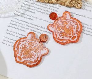 Acrylic Tiger Dangle Earrings