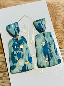 Blue Marbled Clay Earrings