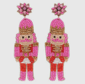 Beaded Nutcracker Christmas Earrings