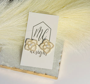 Flower Pearl Stud Earrings