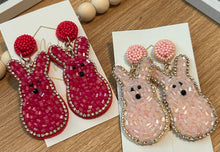 Pink Beaded Bunny Easter Earrings