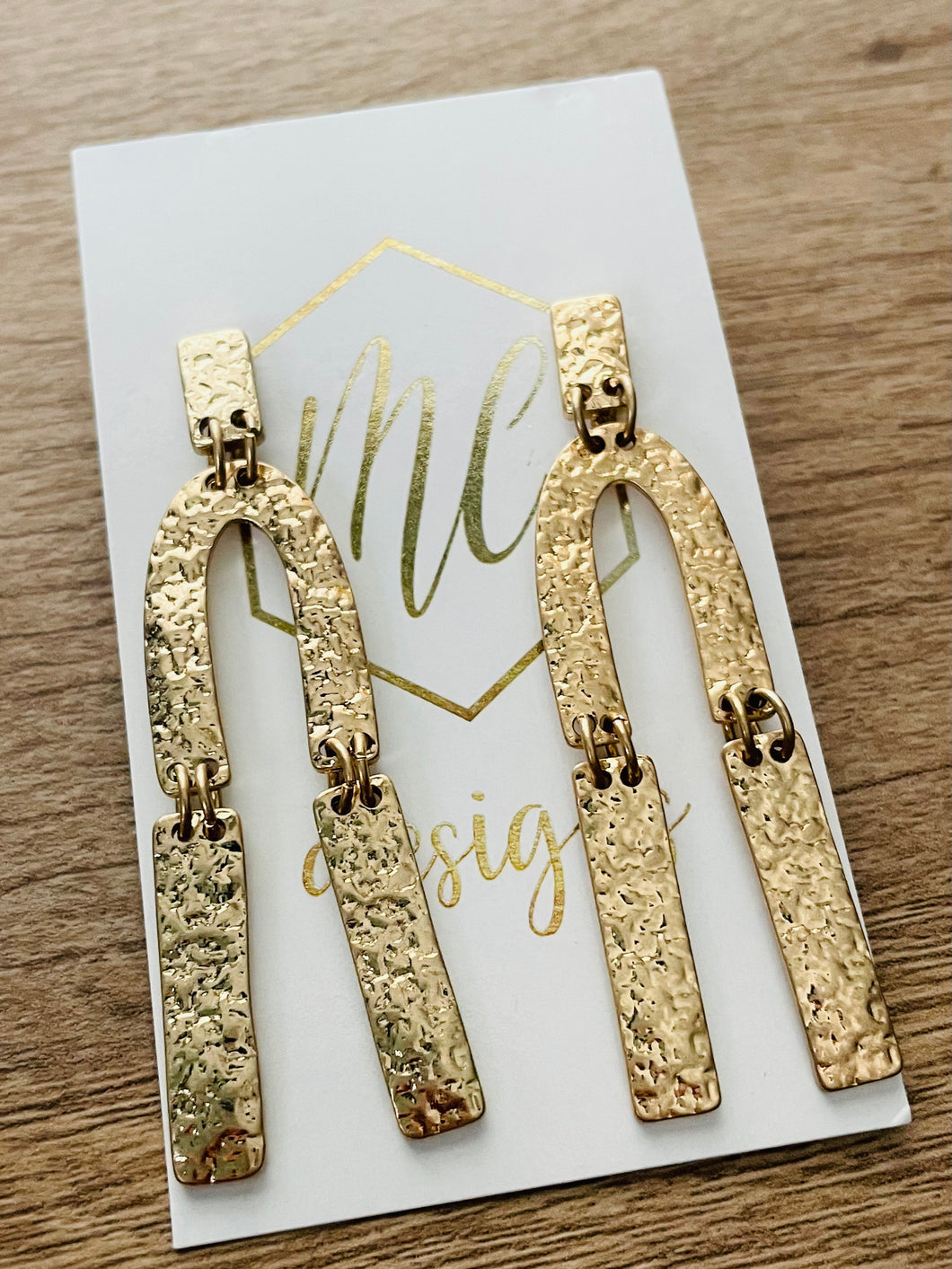 Gold Elongated Horseshoe Earrings