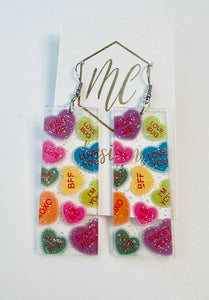 Acrylic Valentine Conversation Candy Heart Earring