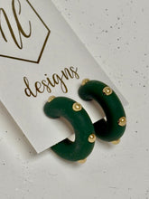 Small Solid Color Think Gold Accented Hoop Earrings
