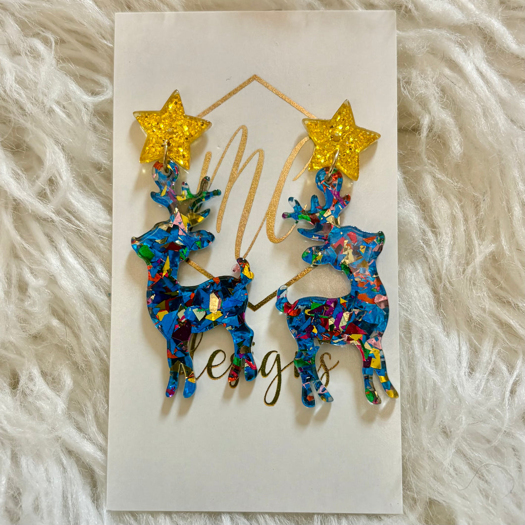 Confetti Reindeer Christmas Earrings