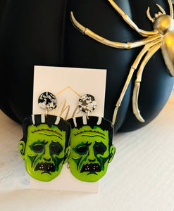 Frankenstein and His Wife Halloween Earrings