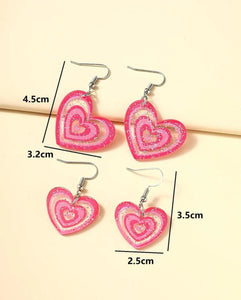 Acrylic Pink Heart Earrings