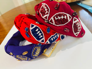 Iridescent Shiny Beaded Football Headbands