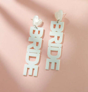 Bride Glitter Acrylic Word Earrings