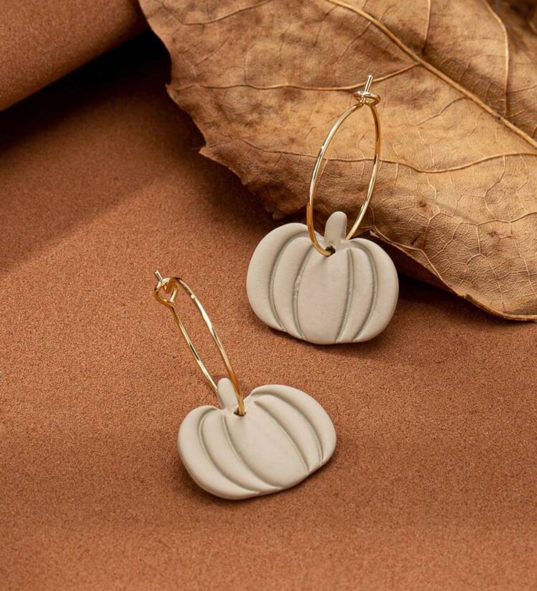 Clay Pumpkin Hoop Earrings