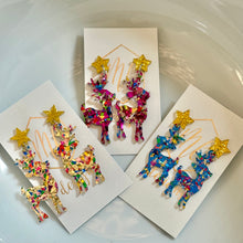 Confetti Reindeer Christmas Earrings