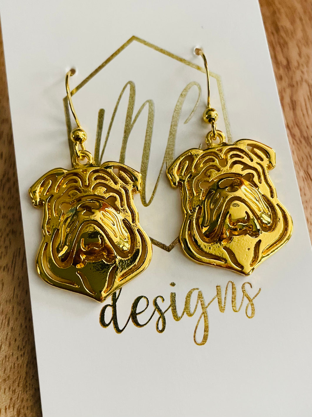 Gold or Silver Bulldog Face Earrings