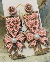 Pink Beaded Champagne Earrings