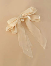 Elegant Pearl Accented Cream Chiffon Bow