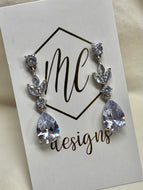 Rhinestone Jeweled Fancy Leaf Drop Earrings