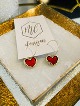 Red Heart Hoop Earrings