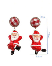 Santa Earrings with Plaid Top