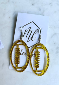 Acrylic Glitter Open Football Earrings