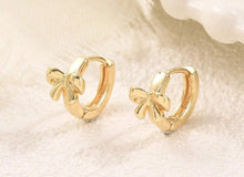 Small Bow Huggies Hoop Earrings