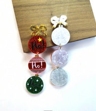 HO HO HO Christmas Ball Ornament Earrings