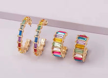 Rainbow Jewel Crystal Hoops