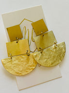 Gold Hammered Geometric Earrings