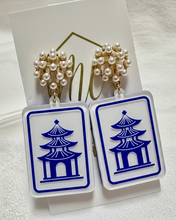 Mahjong Tile Earrings with Pearl Post
