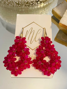 Large Flower Beaded Teardrop Earrings