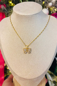 Bow Simple Charm and Rhinestone Necklaces