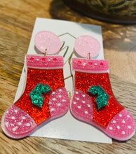 Fun Glitter Christmas Stocking Earrings