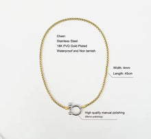 Box Chain Choker Dual Color Buckle Clasp Necklace
