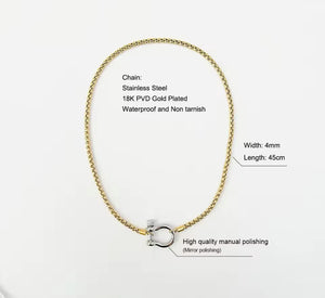 Box Chain Choker Dual Color Buckle Clasp Necklace