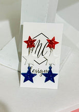 America Glitter Star and Heart Triple Earrings - Acrylic