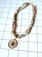 Pressed Flower Pendant Scarf Necklace