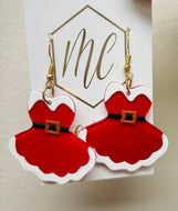 Mrs Clause Dress Christmas Earrings