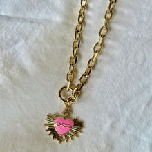 Double Enamel Chain Heart Necklaces