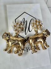 Gold Bulldog Dangle Earrings with Post Top