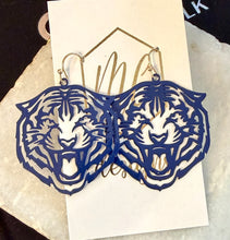 Tiger Earrings Gold and Silver Metal Filigree