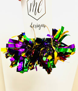 Mardi Gras Pom Pom Earrings