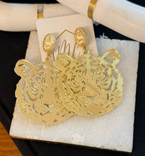 Large Metallic Tiger Acrylic Earrings