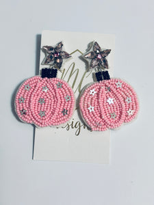 Fall Pumpkin Beaded Earrings Halloween