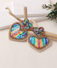 Heart Rainbow Sequin Earrings